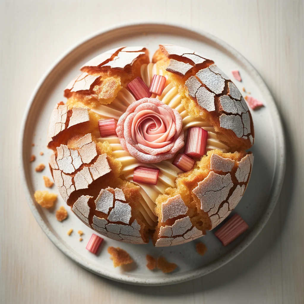 Rhubarb and Rose Choux Craquelin