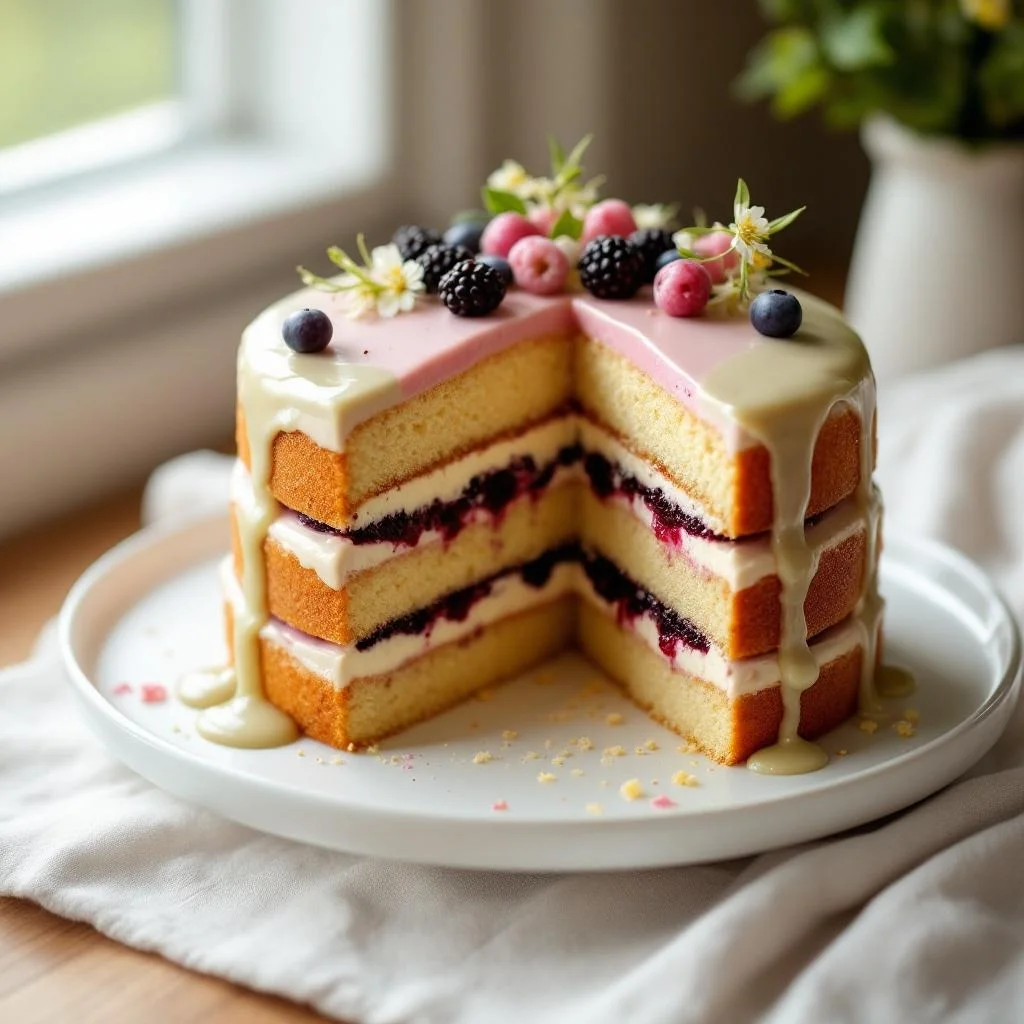 Elderflower and Gooseberry Layer Cake