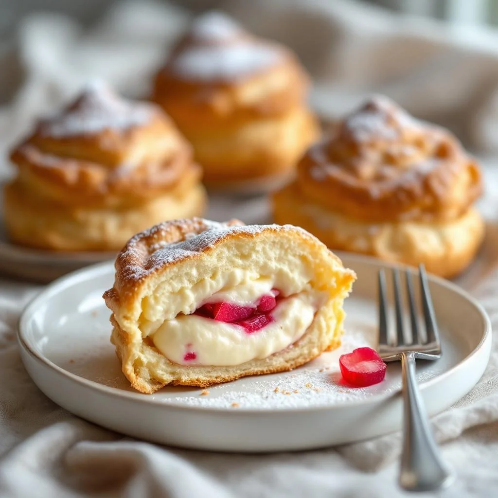 Rhubarb and Vanilla Cream Puffs
