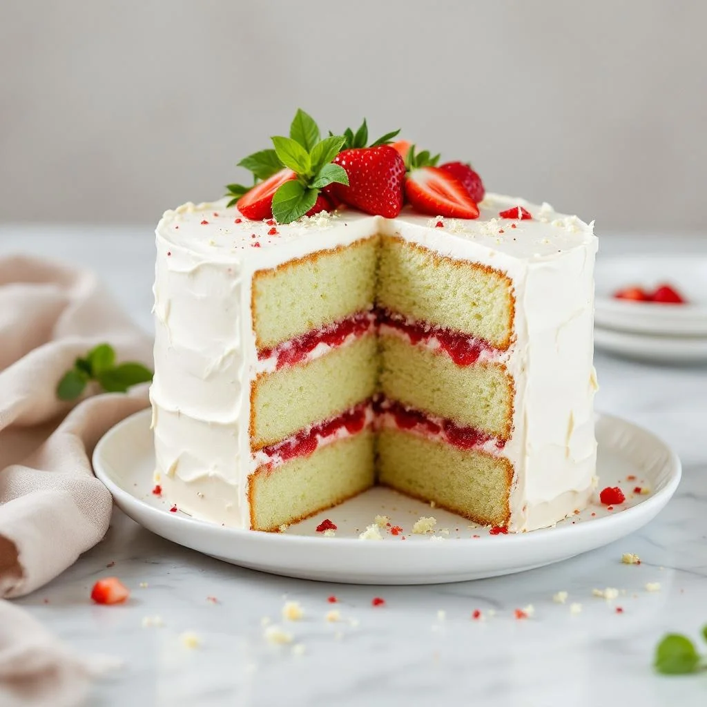 Lemon Verbena and Strawberry Layer Cake