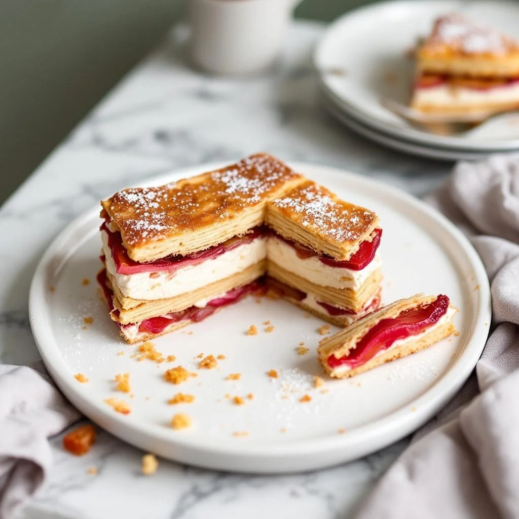 Rhubarb and Vanilla Chantilly Mille-Feuille
