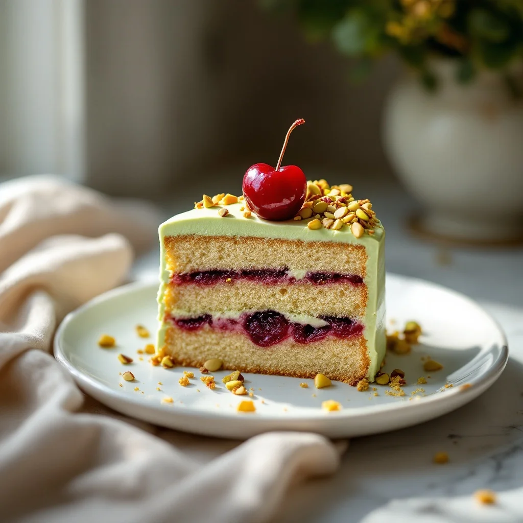 Cherry and Pistachio Petit Gâteau